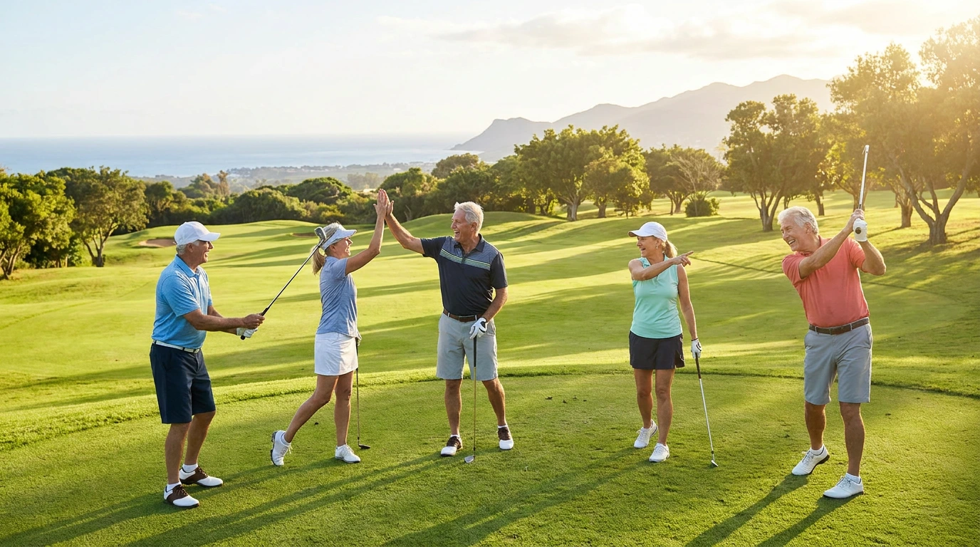 Friends enjoying a round of golf